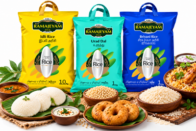 Ramajeyam Taste of south India combo 12kg (Idly rice 10kg + Whole Urad dal 1kg + Seera samba biryani rice 1kg)
