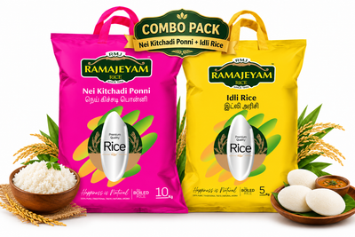 Super Saver Combo ( Neikichadi ponni rice 10kg + Idly rice 5kg )